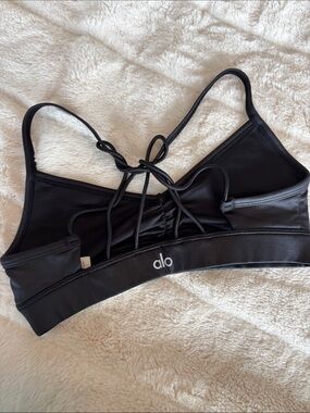 ALO Yoga Black Lace-Up Back Sports Bra